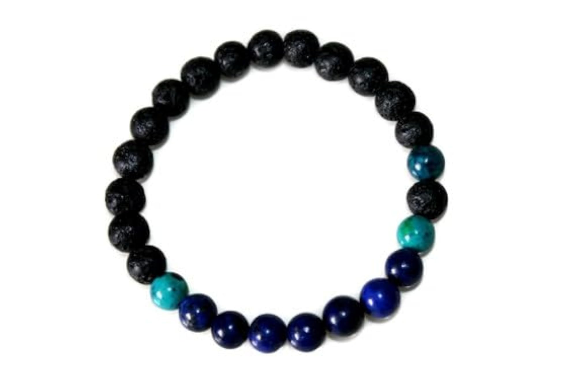 Natural Lapis Lazuli, Black Lava & Chrysocolla 8mm Stretchable Bracelet, Unisex