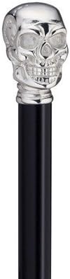 HARVY Unisex Skull Cane Black, Metal Chrome Finish Handle -Affordable Gift! Item #HAR-9111808
