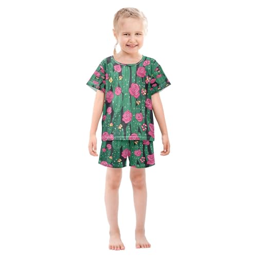senya Short Sleeve Pajamas Sets Summer Cotton Sleepwear Cactus Cactus Flower Rose3