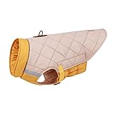 Manteau d'hiver rembourré doux qui ne perd pas ses poils - Confortable - Coupe-vent pour chiens de petite taille et de grande taille - Pour garder au chaud - Avec harnais intégré - Beige - Taille M