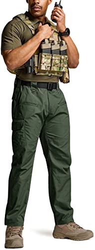 Cqr Men's Tactical Pants, Water Resistant Ripstop Cargo Pants, Lightweight Edc Hiking Work Pants, Outdoor Apparel, Duratex Olive Green, 34W X 32L #TOP2