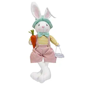 CALANDIS Easter Rabbit Animal Doll Cartoon Desktop Ornament for Farmhouse Home Office Boy | 1 Bunny Plush Toy