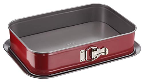 Tefal Delibake J1640574 Rectangular Baking Tin 36 x 24 cm Non-Stick Coating Overflow Rim, Rot