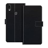 ESACMOT tui Portefeuille en Cuir Compatible avec Vivo V9 Pro Coque  Rabat avec Porte-Cartes et Support, Fermeture Magntique, tui Folio Antichoc (Noir)