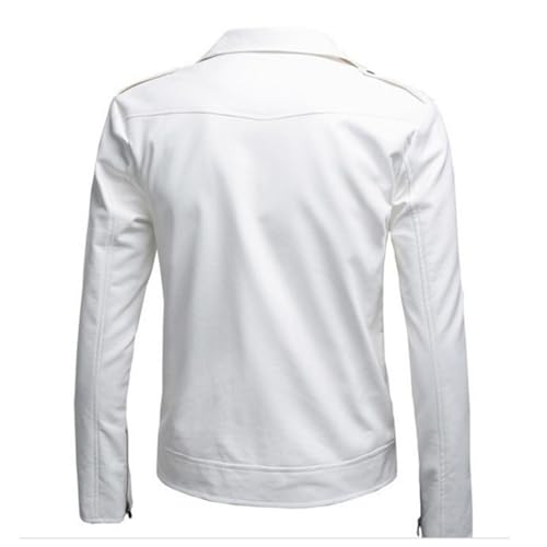 Chaqueta de cuero sintético para hombre estilo motociclista miniatura 6