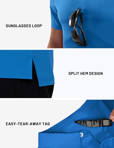 Image of MIER Polo Shirts for Men Short Sleeve Dry Fit Performance Golf Tennis Active Collared Shirts, UPF 50+ Sun Protection