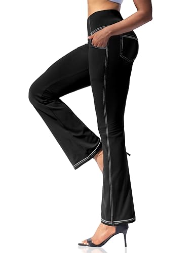 Women's Bootcut Yoga Pants, Leggings Flare with 4 Pockets High Waisted Causal Dress Pants Petite/Tall/Regular2