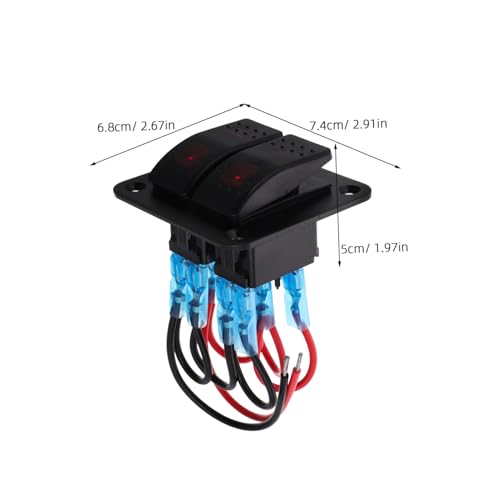 Panneau interrupteurs à bascule LED rouge étanche aluminium pour commande électrique bateau - 2
