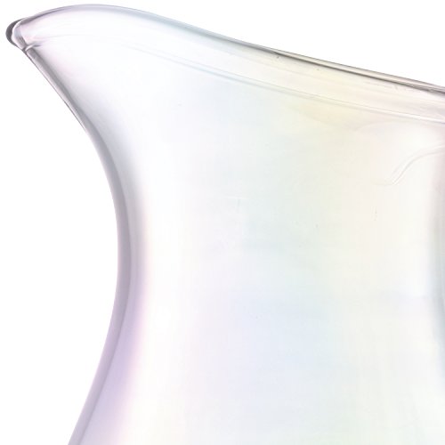 LSA International Pearl Jug 74 oz, Elegant Hand Decorated Mouth Blown Glass Pitcher with Fluted Texture and Iridescent Luster