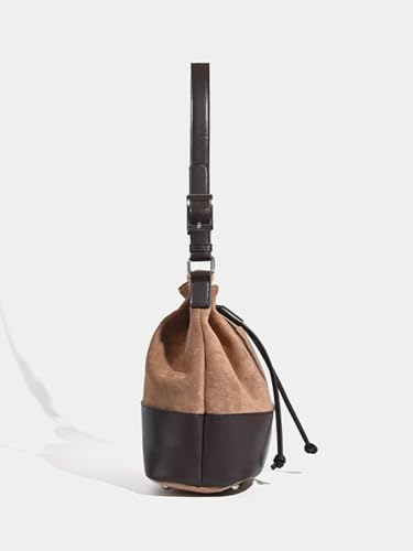 Image of ENOPINK Bucket Bags for Women Drawstring Hobo Purses Crossbody Shoulder Bucket Handbags Brown