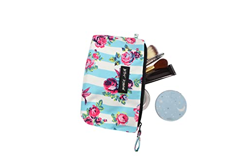 Betsey Johnson 8.5 Inch Zipper Cosmetic Pouch Small Toiletry Bag Lightweight Durable Polyester Organizer With Inner Zipped Pocket Good For Makeup Accessories And Travel Needs (Hummingbird Floral) #TOP7