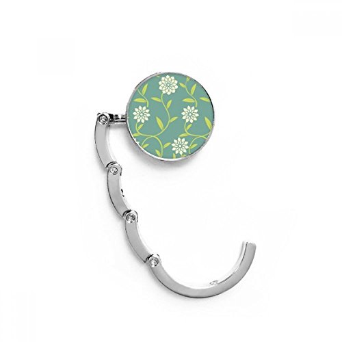 Gancho plegable para bolso con diseño floral verde y blanco de DIYthinker