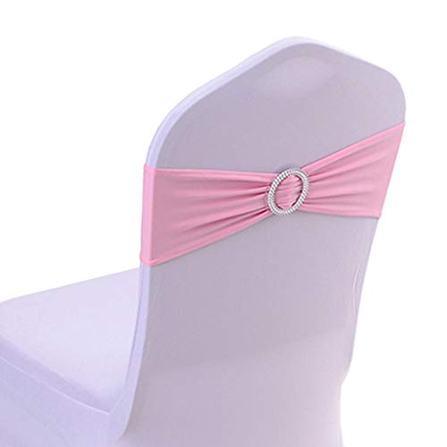 JK Home Fundas elásticas de elastano para sillas con hebilla deslizante, lazos suaves elásticos para boda, hogar, hotel, fiesta, banquete, cumpleaños, evento, recepción, rosa claro, 10 unidades