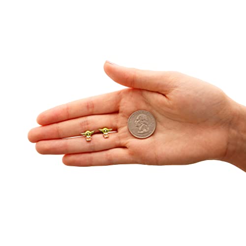 Disney Star Wars Jewelry, 3-D Grogu Stud Earrings, Enamel, Sterling Silver #TOP3