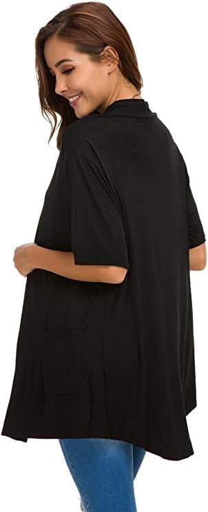 ADANIKI Women 2026 Summer Lightweight Cardigan, Short Sleeve Open Front Casual Trendy Womens Kimono Cover Up with Pocket - Image 5