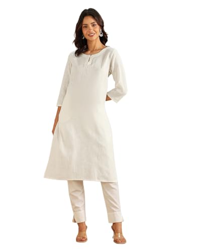 Image of Fabindia Women's Cotton Solid Long Kurta