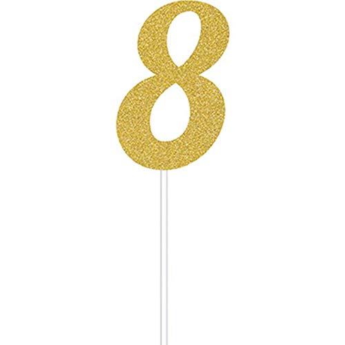 Creative Converting Number 8 Gold Glitter Cake Topper