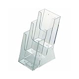 Portafolletos de Sobremesa A5 con 3 Niveles – Expositor Acrílico Transparente para Folletos, Catálogos, Publicidad y Material Promocional