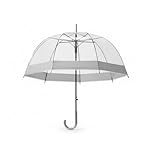 SWL Clear Dome PVC Rain Umbrella | Transparent Birdcage Design with 8-Rib Windproof Frame & Hook Handle | Full Coverage See-Through for Wedding Events & Daily Use (Grey/Silver)