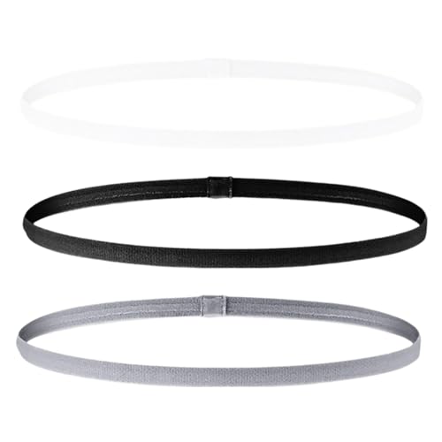 3 Piezas Diademas Deportivas,Cinta Deportiva Pelo,Elasticidad Diadema Hombre,Antideslizante,para niños Adultos Yoga Correr Tenis Fitness Jugar al Fútbol (Negro Blanco Gris)