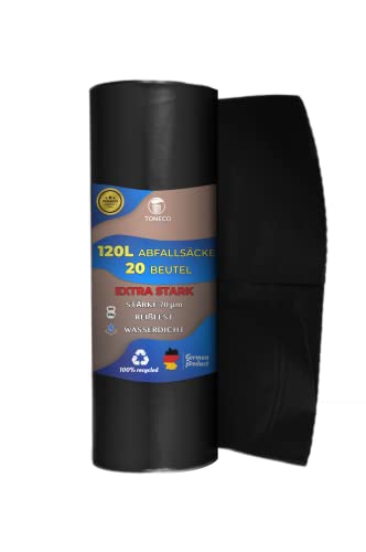 Nirgendwo Günstiger : Profi 120L EXTRA STARKE Müllsäcke - 70 μ - (20 bis 600 Säcke wählbar) - XXL Mülltüten (20) Cover