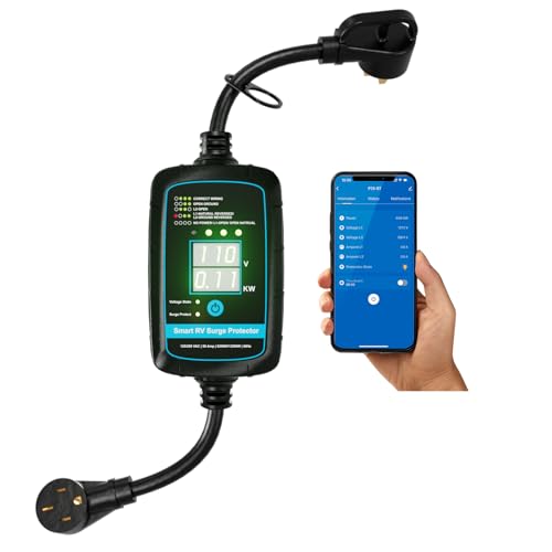 Portable RV Surge Protector 50 Amp - Smart RV Energy Monitor - Bluetooth Surge Protector with Auto...