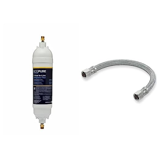 EcoPure EPINL30 5 Year in-Line Refrigerator Filter + Eastman Ice Maker Connector, 1/4 Inch