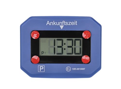 cartrend Digitale Parkuhr fürs Auto elektronische Parkscheibe mit KBA-Zulassung automatische Ankunftszeit mit Display zuverlässig inklusive Batterie und 3M Klebepads