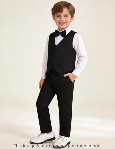 Image of A&J DESIGN 4pcs Baby & Toddler Suit, 12 Months - 5T, Shirt & Pants & Vest & Bow Tie