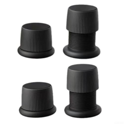 Rackumic Lot de 4 patins anti-vibrations pour pieds de meubles, réduction du bruit, base de rehaussement en ABS pour machine à café, réfrigérateur, amélioration de la maison, noir, blanc, gris (noir)