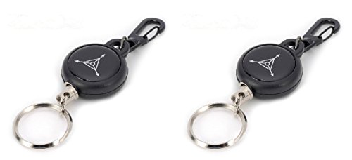 Einziehbarer Schlüsselhalter mit robustem 61 cm langem Stahldraht, starke Rückzugskraft, langlebiges ABS-Kunststoffgehäuse, Karabinerhaken aus Zinklegierung, Spaltring 2 Pcs Cover