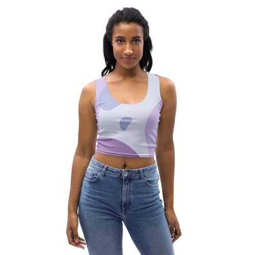 Haut court pour femme motif abstrait violet haut de gamme ajusté stretch