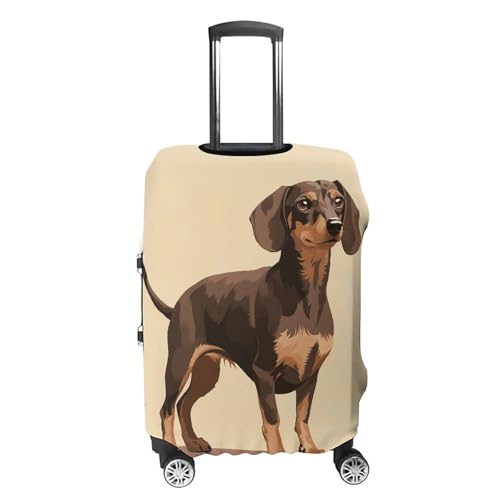 Flat Style Dachshund Travel Luggage Cover Elastic Washable Suitcase Cover Dustproof Anti-Scratch Suitcase Protector Fits 19-32 Inch Luggage, L4