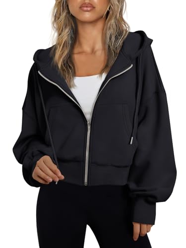Trendy Queen Hoodies for Women Full Zip Up Cropped...
