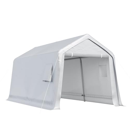 Mellcom 8 X14 FT 8X14 Ft Heavy Duty Carport, Outdoor Storage Shelter With Metal Frame & Vents, Portable Garage Shed thumb #7