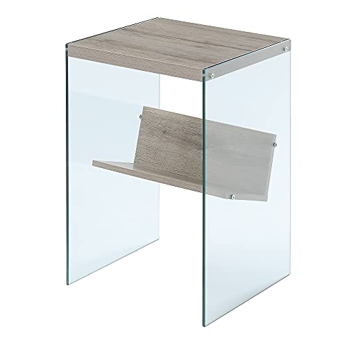 Convenience Concepts Soho End Table, Sandstone / Glass #TOP1