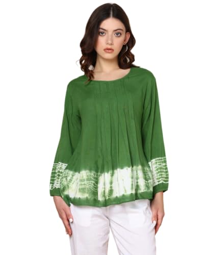 Image of Maaesa Pink Split Tie Dyed Rayon Staple Top