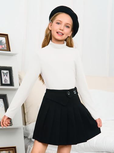 Girls Long Sleeve Mock Neck Pullover Tops Kids Fall Winter Basic Tops Active Layer Shirts 5-14 Years3