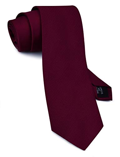 GUSLESON 3.15(8cm) Mens Burgundy Tie for Wedding Solid Wine Necktie Ties for Men (UK0791-06)