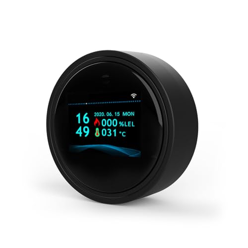RANZIVOO Detector de fugas de gas con WiFi, alarma de gas para el hogar, aplicación mini, detector de gas para cocinas, baños, almacenes, pantalla LCD a color, detector de gas...