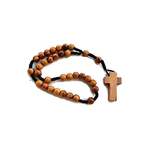 Holy Roses Olive Wood Anglican Rope Rosary with Small Cross - Premium Quality - Genuine HJW Product - Designed Exclusively for HolyRoses Cover