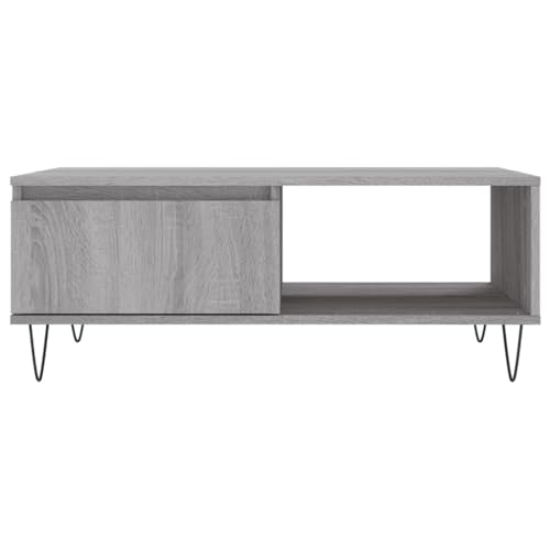 Mesa de centro gris Sonoma de 90x60 cm con estructura de hierro robusta 6