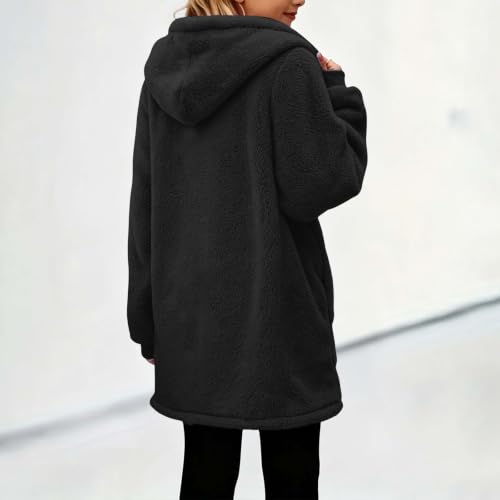 Girls Fleece Jacket with Hood Zip Up Long Winter Coat with Pockets Fall - image 9