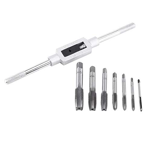 Asixx Tap Wrench, Adjustable T-Handle Tap Wrench and Drill Set or Tap Wrench Set with Metric Thread M3/4/5/6/8/10/12 Insert Screw Taps for Hand Tapping Operation