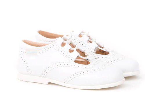 Zapatos Inglesitos para Niños Todo Piel Mod.804. Calzado Infantil Made in Spain, Garantia de Calidad. (22, Blanco)
