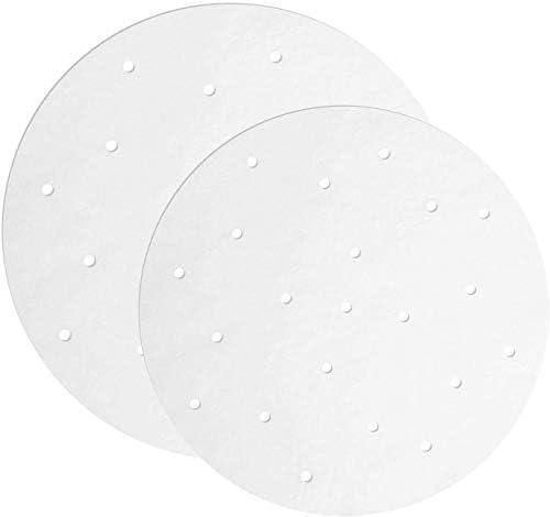 Arssilee 200pcs Air Fryer Liners, (8,9)inch Bamboo Steamer Liners, Perforated Parchment Steaming Papers, Non-stick Steamer Mat, Baking Paper Liners for Baking Cakes/Cooking/Dutch Oven/Air Fryer/Cheese
