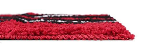 Image of Flooring India Co Bath Mat Super Soft, Anti Slip Stripe Mats (Maroon, 38x58 cm) Pack of 1