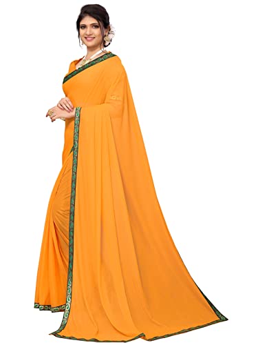 Image of SIRIL Women's Lace & Peral Work Lycra Saree with Unstitched Blouse Piece