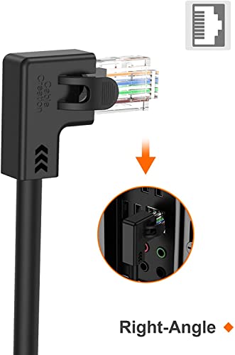 Image of CableCreation CAT6 Ethernet Patch Cable RJ45 LAN Cable Gigabit Network Cord 90 Degree Right Angled,Bandwidth up to 250MHz 1Gbps for PC, Router, Modem, Printer, Xbox, PS4, PS3-10 Feet,Black