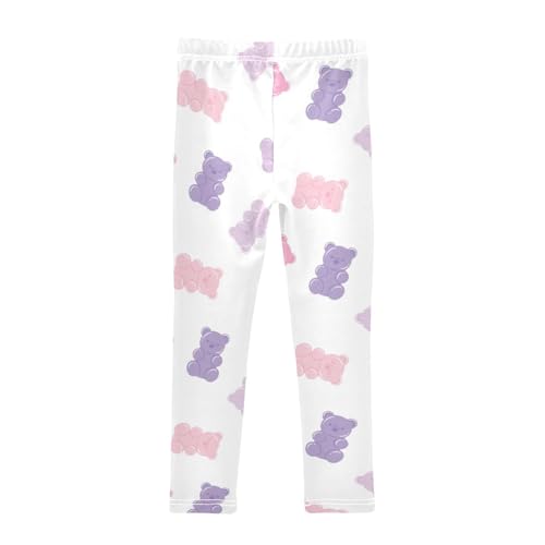 Colorful Gummy Bears Girls Leggings,Workout Leggings for Girls Toddler Athletic Leggings Size for 3-10T2